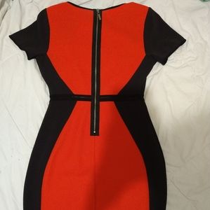 Gianni Bini Body Con Dress XS Black Orange Red Nude